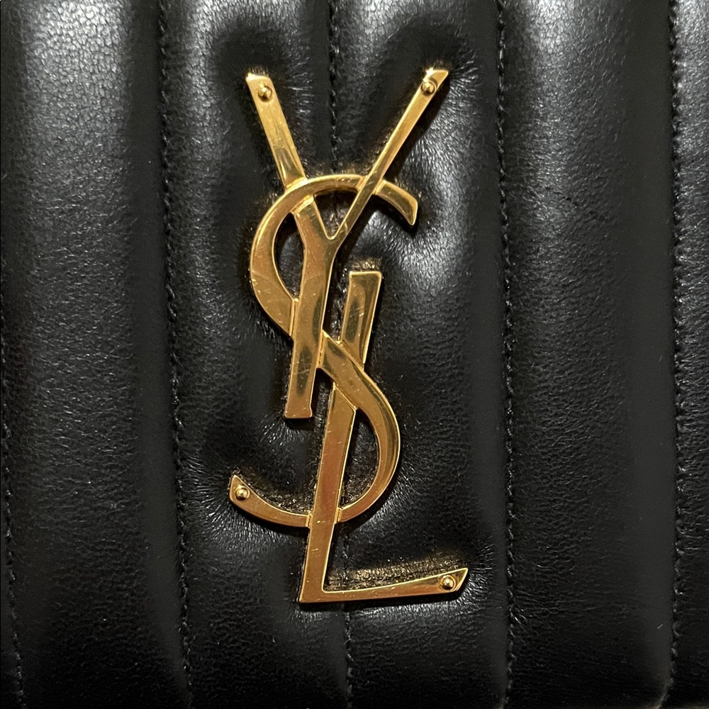 Saint Laurent Black Vicky Wallet with Gold Logo - Picture 3 of 8
